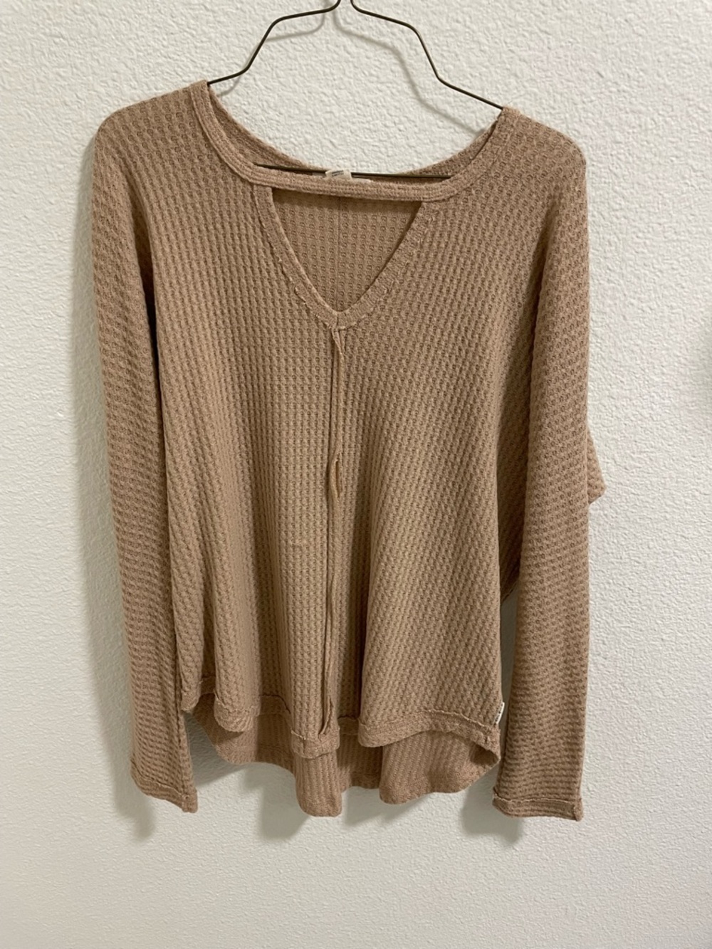 Billabong Cozy Waffle Knit Long Sleeve Top - Beige